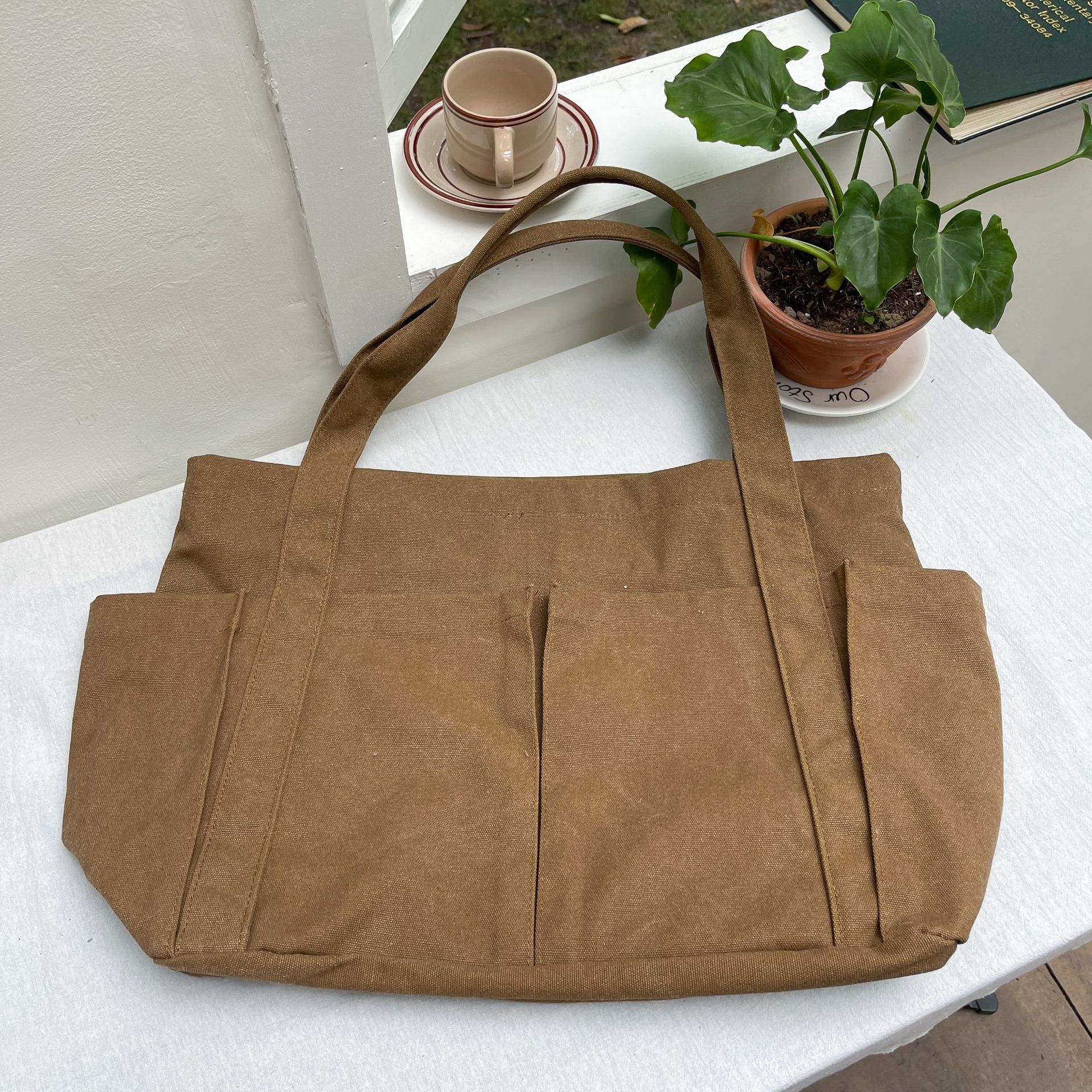 Estilo coreano casual color sólido Internet celebridad moda bolsa de tela simple moda de gran capacidad todo fósforo de las mujeres solo hombro bolsa de lona