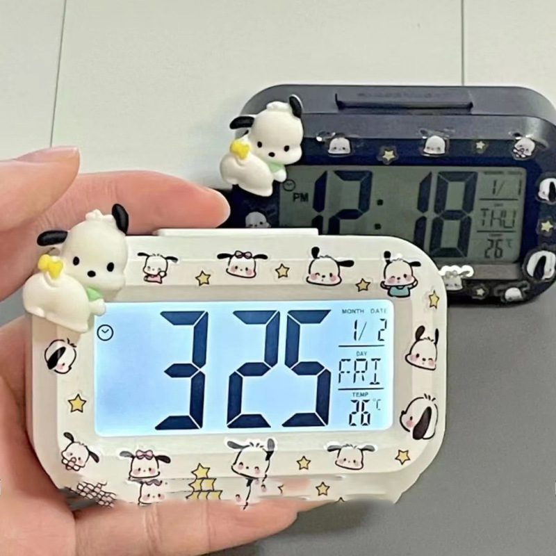かわいいパチャ犬目覚まし時計夜光ベッドの頭の時計シンプルなアイデア多機能寮学習デスクトップ時計|undefined
