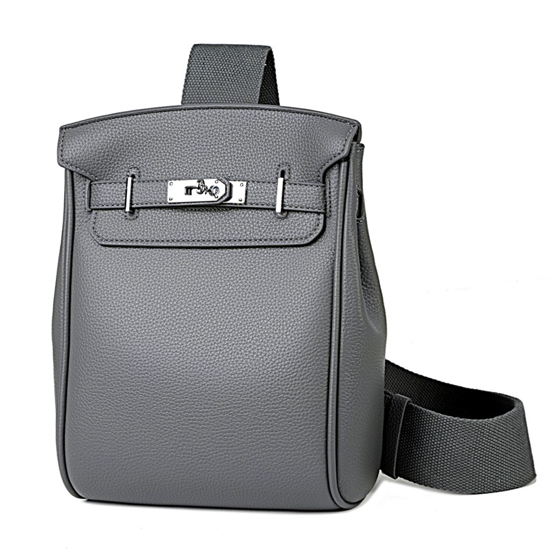 Unbranded SH275 Crossbody Sling Bag Gray PU Leather