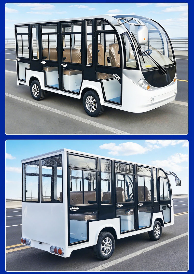 Electric Sightseeing Vehicles with 11 or 14 Seats for Campsites, Tourist Areas, Campuses, Factories, and Real Estate Tours