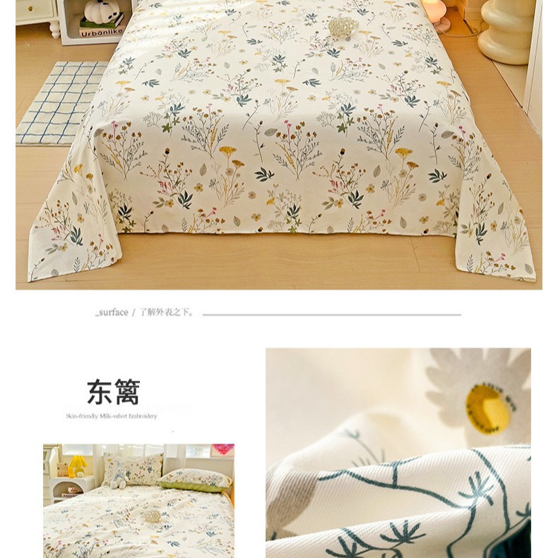 Sábana de algodón de dibujos animados pieza individual 100 sábana de algodón dormitorio para niños funda de almohada de cama individual traje de tres piezas 2025 nuevo