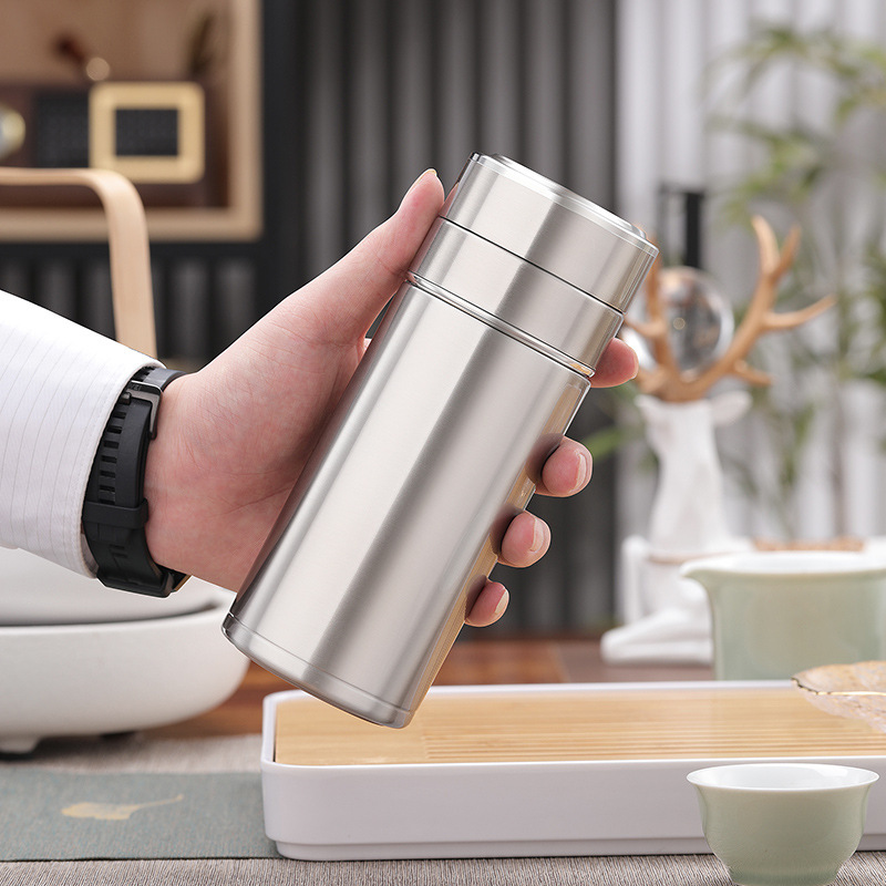 Traditional and Simple 316 Stainless Steel Seamless Thermos Cup Tea Cup Tea Separation Portable Simple Water Cup for Men and Women
