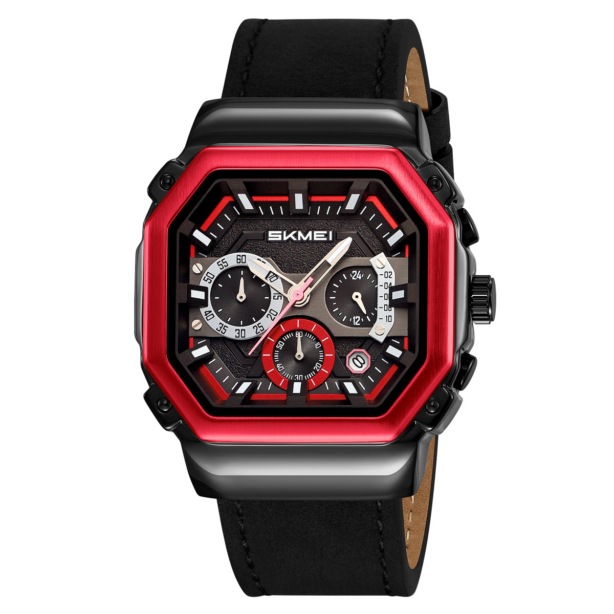 Momento de la belleza octogonal cuadrado hombre reloj de cuarzo multifuncional transfronterizo retro correa relojes de pulsera hombre fábrica al por mayor spot