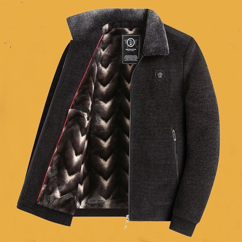 [고급 따뜻함] - 벨벳 셔닐 - 옐로우 커피 - 스탠드 칼라.