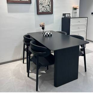 Modern Minimalist Slate Dining Table Black Home Dining Chair Combination High-End Small Apartment Italian Rectangular Dining Table B&B