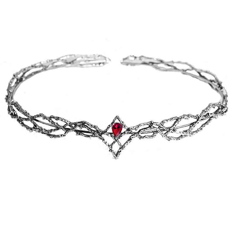 European and American the Hobbit King Raider Water Drop Forehead Ornament Retro Silver Shape Large Round Crown Headband with Diamonds
