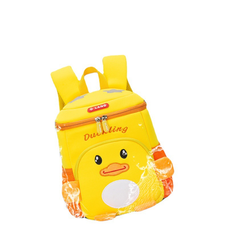 Nuevo lindo pequeño pato amarillo mochila de jardín de infantes mochila casual para niños mochila anti-Perdida logotipo imprimible