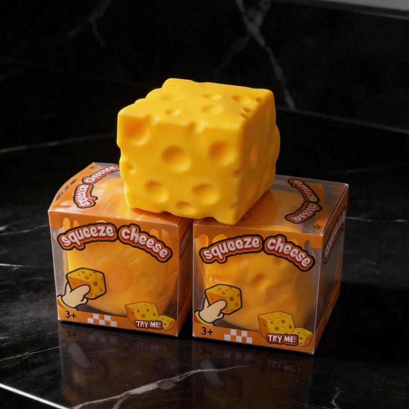 Cross-Border Slow-Rebound Realistic Cheese Stress Relief Toy, Extra-Large 11cm Cheese in Colorful Box
