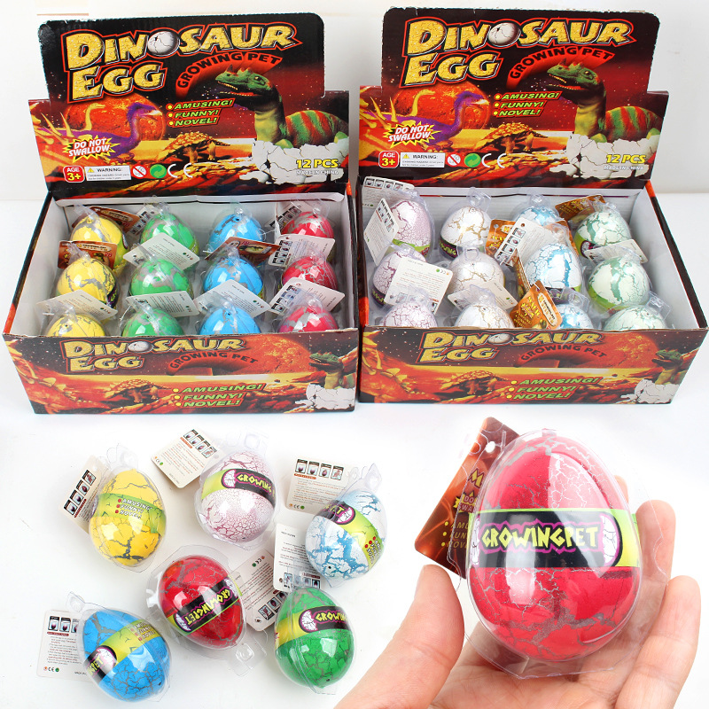 Medium Colorful Cracked Dinosaur Egg Hatching Egg Soaked in Water Expansion Toy Wholesale Creative New and Unique Street Stall Hot Sale