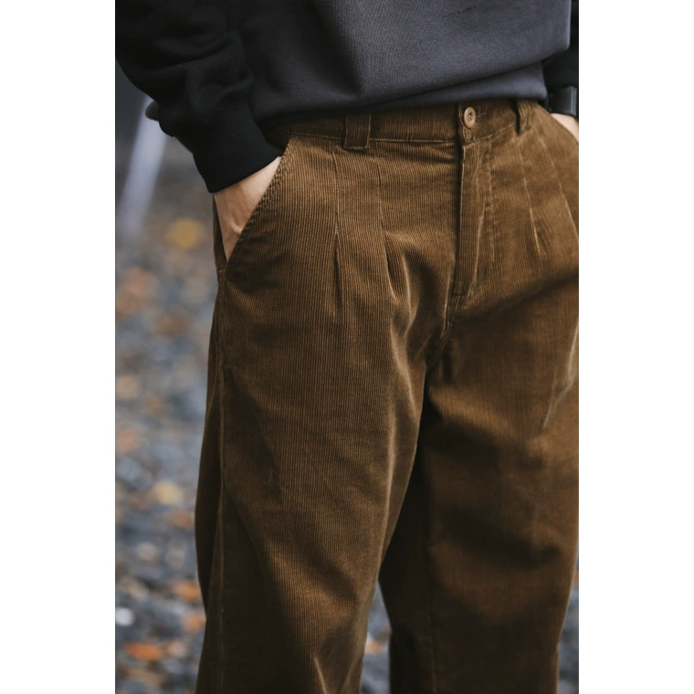 Corduroy cotton trend Japanese retro trousers, with short sleeve