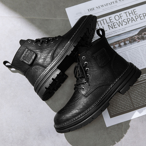 Men's shoes autumn and winter new high-top Martin boots men's retro British style mid-top work boots men's cycling motorcycle boots