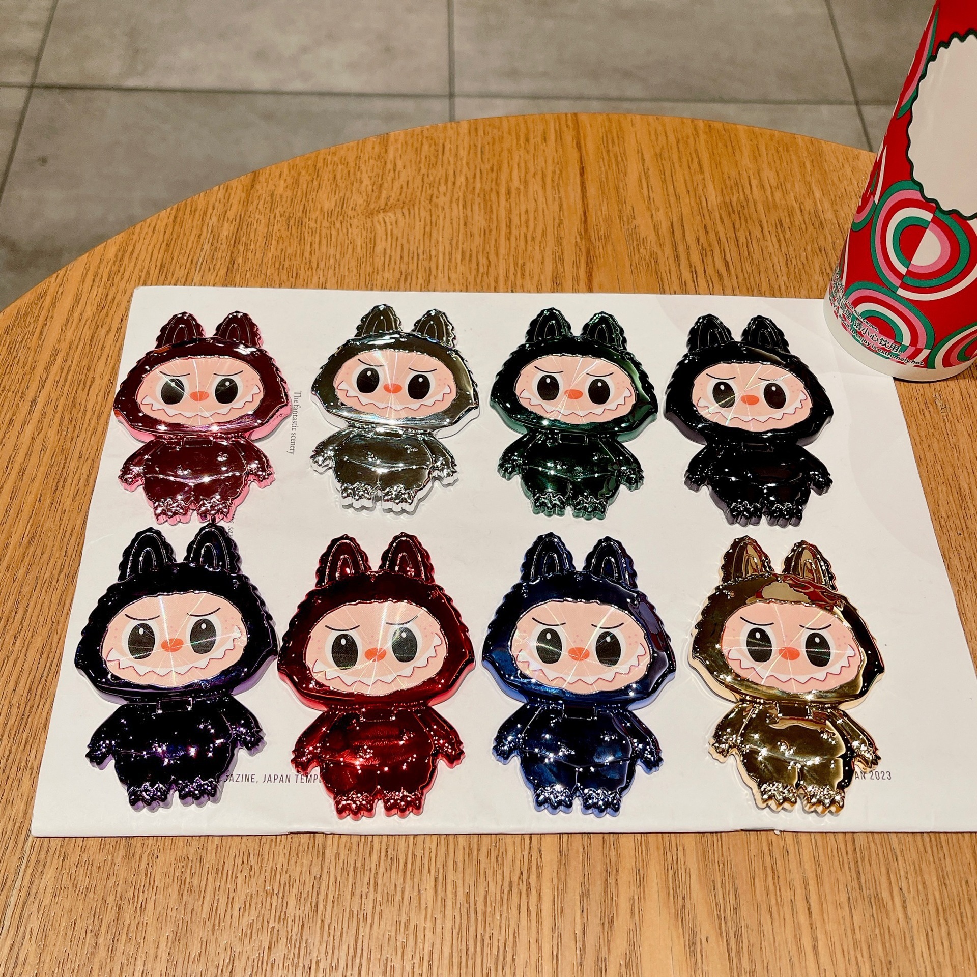 Cartoon Labubu Makeup Mirror Back Sticker Mobile Phone Holder New Horizontal and Vertical Support Desktop Mobile Phone Case Holder for Women