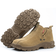 Factory New National Standard Genuine Leather Breathable Work Welding Safety Shoes Four-Season Fashion Faux Leather Anti-Puncture Anti-Slip