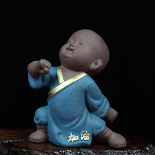 Yuxuan Creative Handmade Figures Inspirational Striving Little Monk Purple Clay Tea Pet Tea Set Accessories Novice Tea Play Ornaments