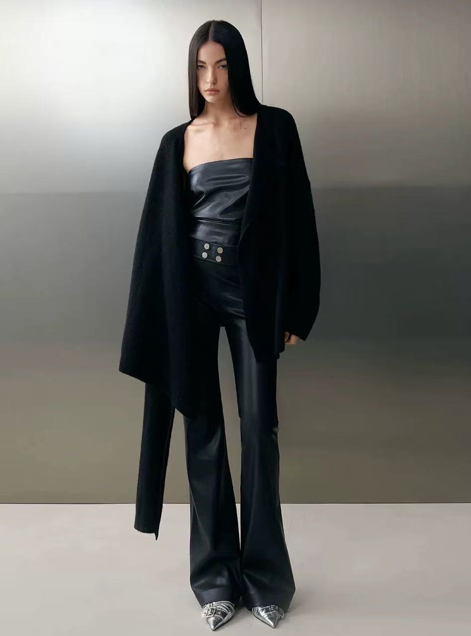 Nicho de diseño 25 otoño y invierno nuevo tipo de proteína de piel micropantalones de cuero para mujeres pantalones de cuero elásticos PU