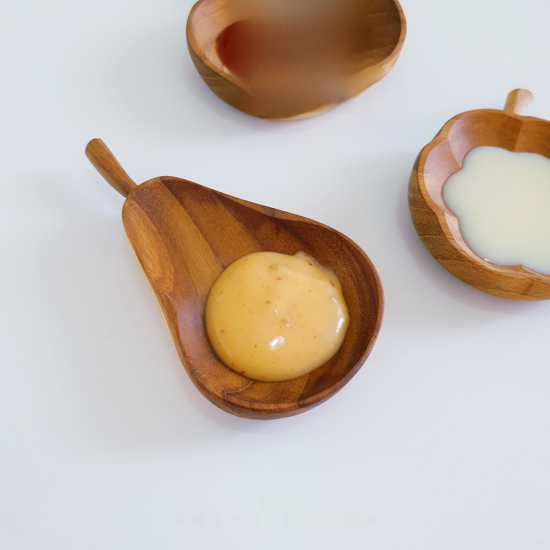 Factory Direct Supply Japan and South Korea Ins Sheesham Wood Small Aroma Plate, Solid Wood, Unpainted Pear-Shaped Vinegar Plate, Restaurant Snack Condiment Plate