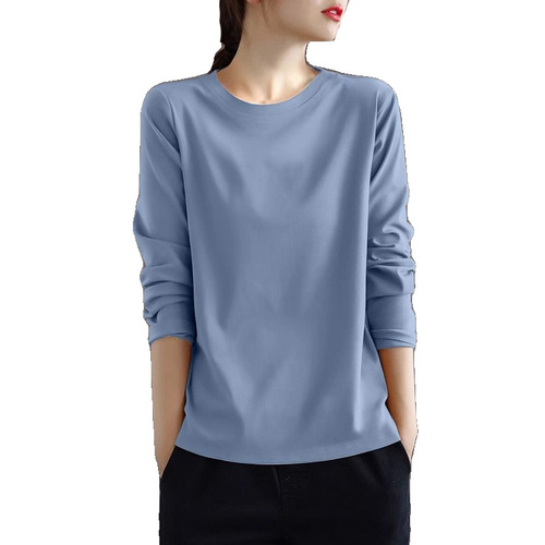 Women's Loose and Slimming Long Sleeve T-Shirt for Spring and Autumn, New Style, Casual and Retro, Versatile Top for Layering