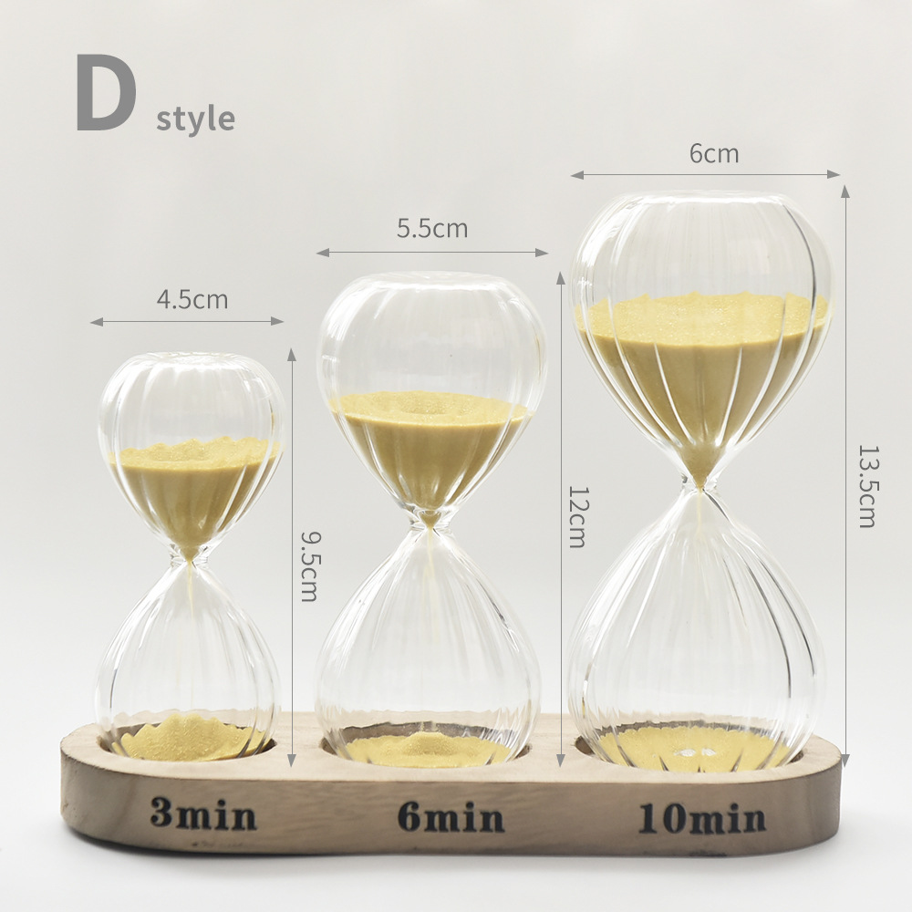 Set creativo reloj de arena 3 6 10 minutos combinación temporizador ins moda decoración del hogar artesanía de vidrio image 9