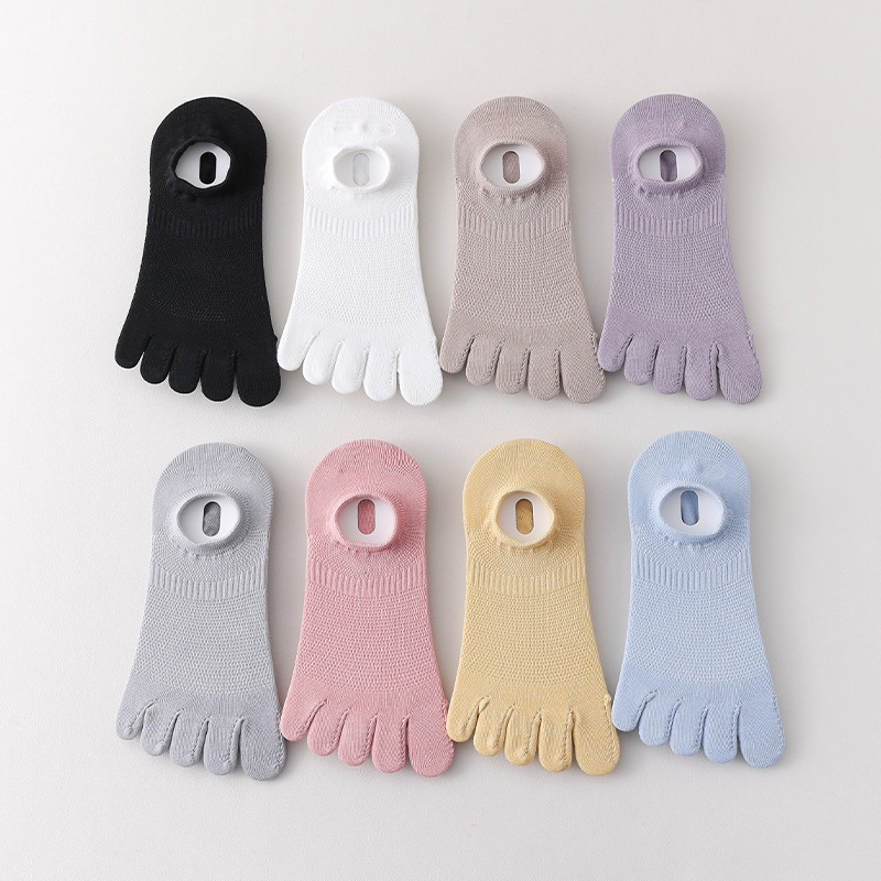 2026 Spring/Summer Women's Five-Toe Socks, Thin Mesh Breathable Invisible Boat Socks, Low-Cut Split-Toe Socks, Pure Cotton Short Socks