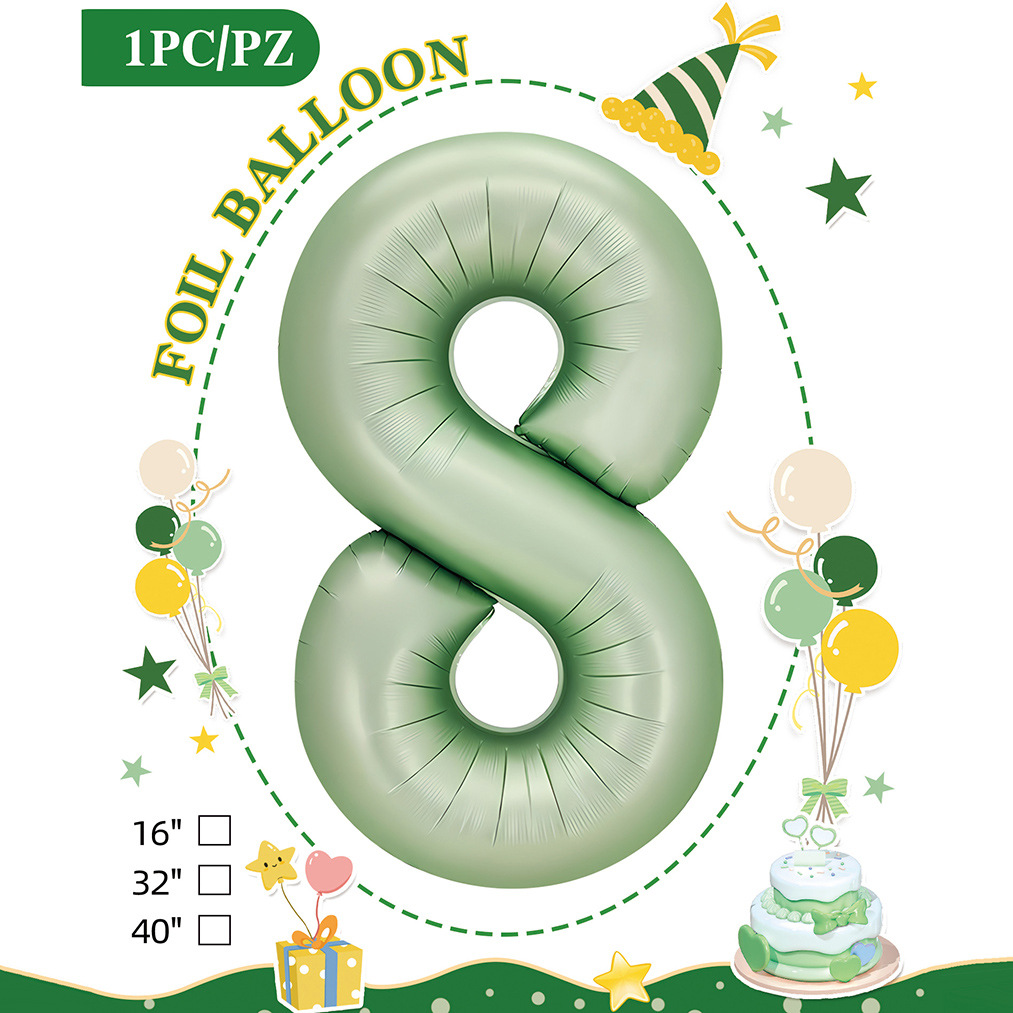 Embalaje de tarjeta de papel independiente digital de cumpleaños impreso en blanco de 32 pulgadas, decoración de fiesta de la versión estadounidense, película de aluminio, decoración de globos de papel de aluminio