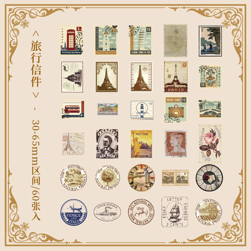 Recuerdos es un castillo serie retro diario impermeable pegatinas bolsa de papel retro niños pegatinas creativo PVC pegatinas