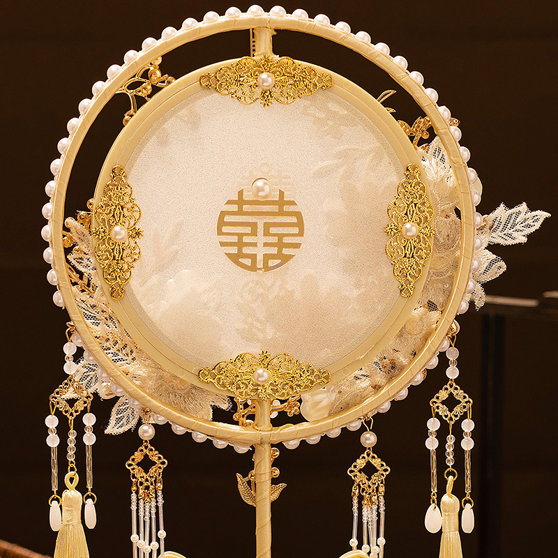 オリジナル婚扇中国式団扇花嫁結婚diy材料バッグ高級贅沢新婚プレゼント秀イネ服喜扇|undefined