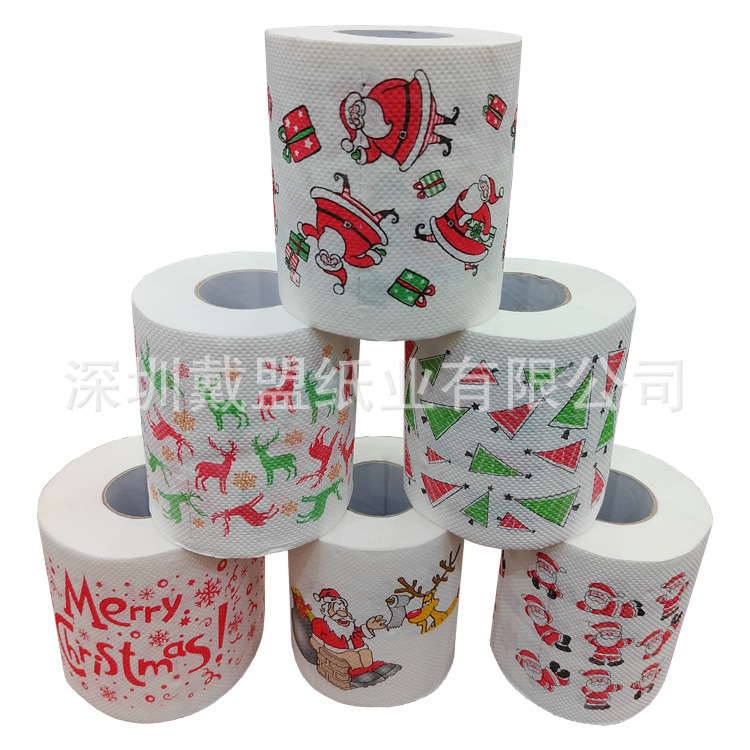 Printing toilet paper printing roll paper Christmas roll paper Christmas pattern series color toilet paper roll paper