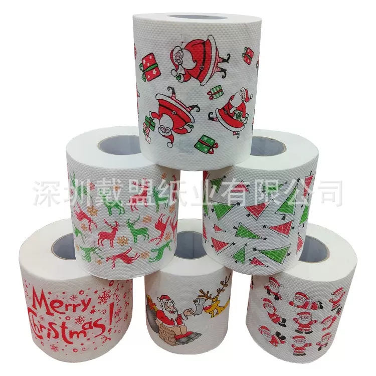 印花卫生纸 印花卷纸 圣诞节卷纸 圣诞图案系列彩色卫生纸 卷纸