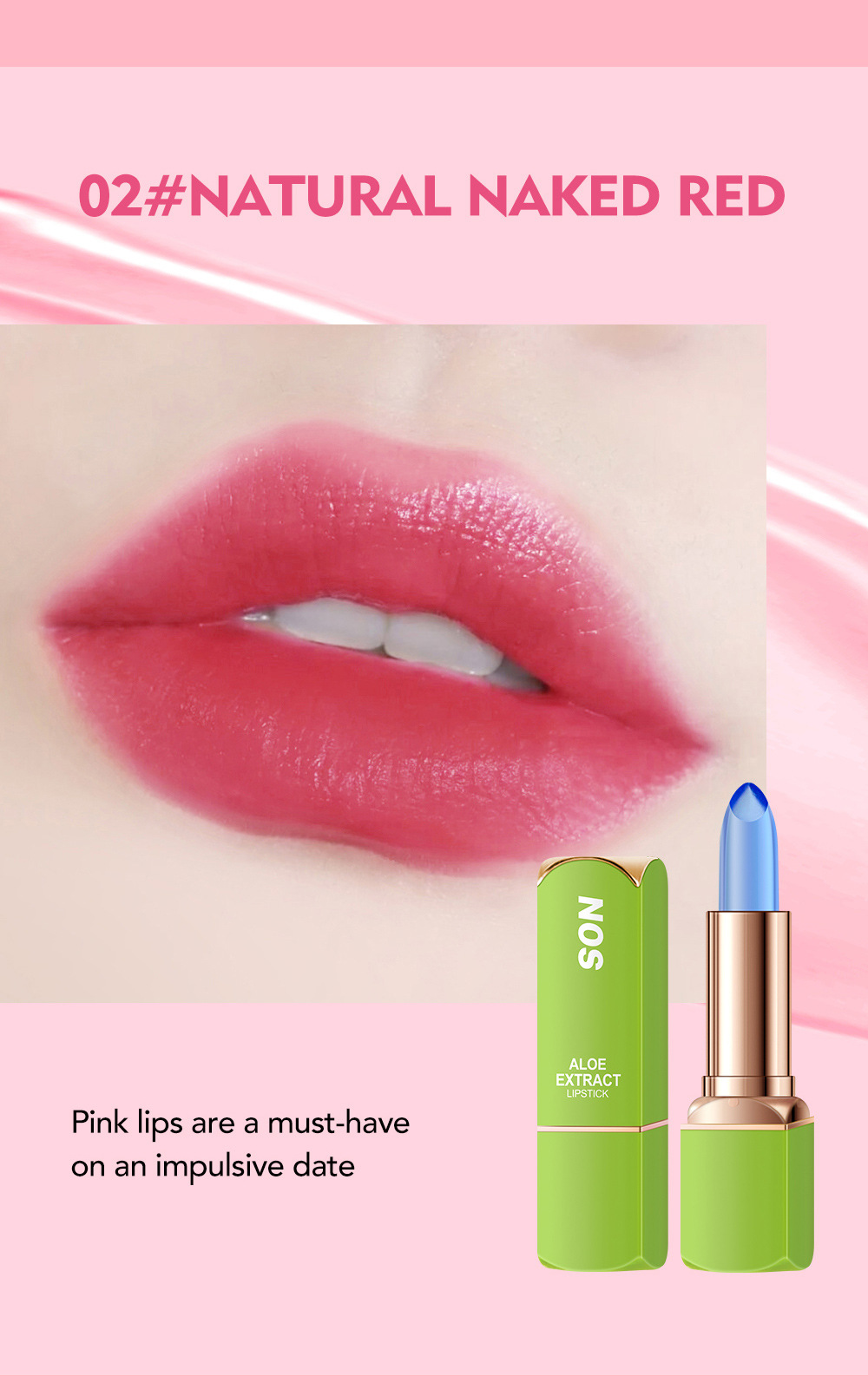 warm lipstick Cross-border NOS Aloe Vera temperature-changing Lipstick Lipstick does not stick to the cup and provides long-lasting moisturizing and nourishing lip lines undefined