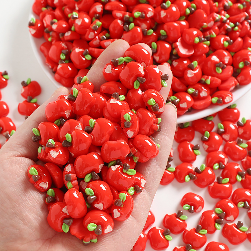 Red Apple Simulation Food Play Cream Gel Handmade DIY Mobile Phone Case Hole Shoes Jewelry Hairpin Material Resin Accessories