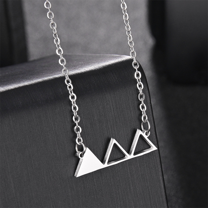 Simple Hollow Triangle Niche Design Stainless Steel Necklace Jewelry display picture 3