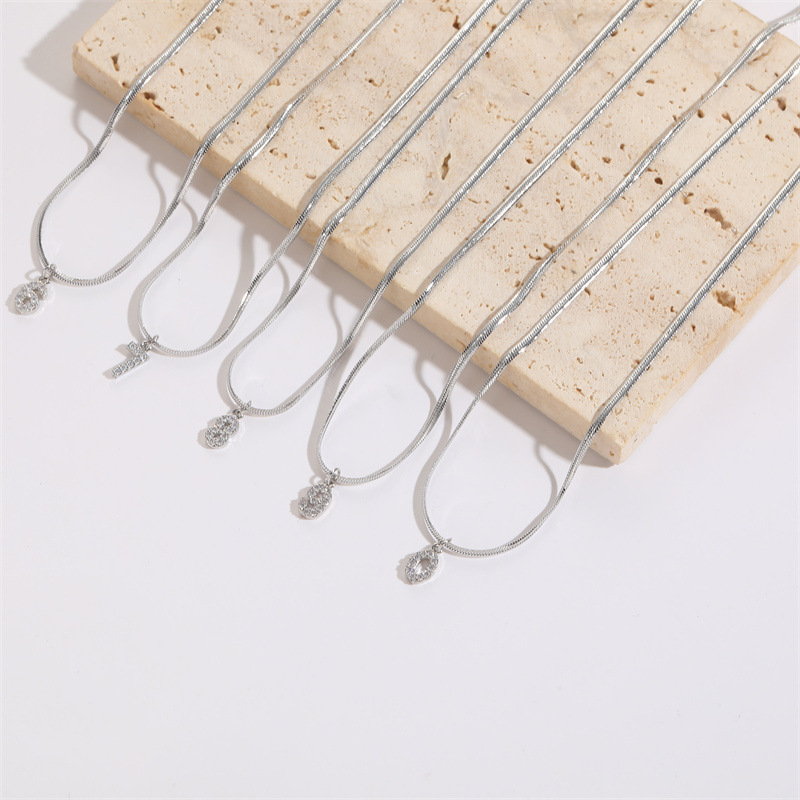 Simple Style Number Copper Inlay Zircon Pendant Necklace 1 Piece