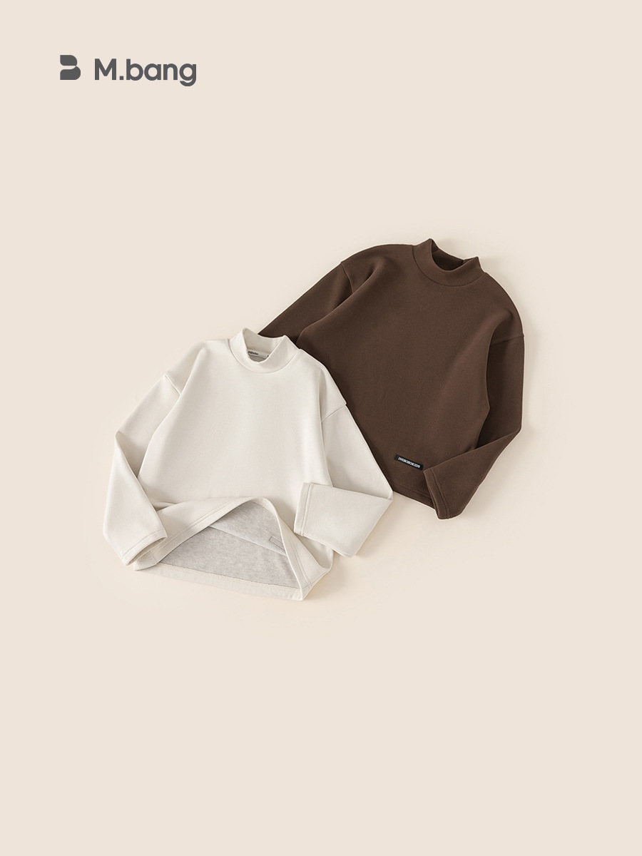 Ropa de invierno para niños, camiseta de fondo de cuello medio alto para niñas, camiseta caliente para niños, camiseta de etiqueta, camiseta interior