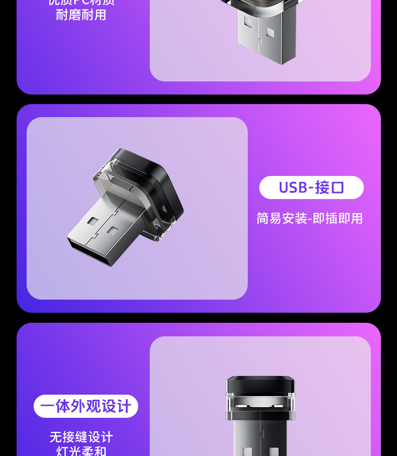 New Car Ambient Light LED USB Lighter Modification-Free Atmosphere Light Car Decoration Universal USB Ambient Light