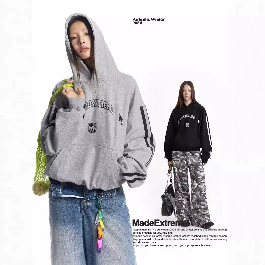 MADEEXTREME 420 г тяжелый махровый крючок с рваными ретро-буквами, свободная спортивная повседневная толстовка с капюшоном, топ