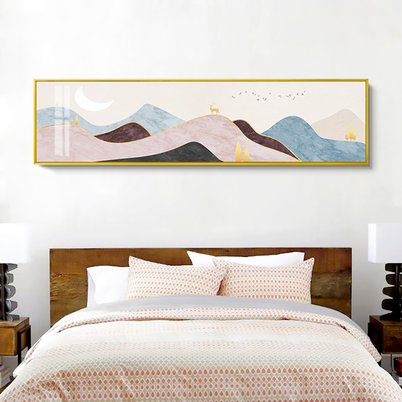 北欧简约客厅莫兰迪床头挂画抽象风景走廊沙发墙画 卧室装饰画|ms
