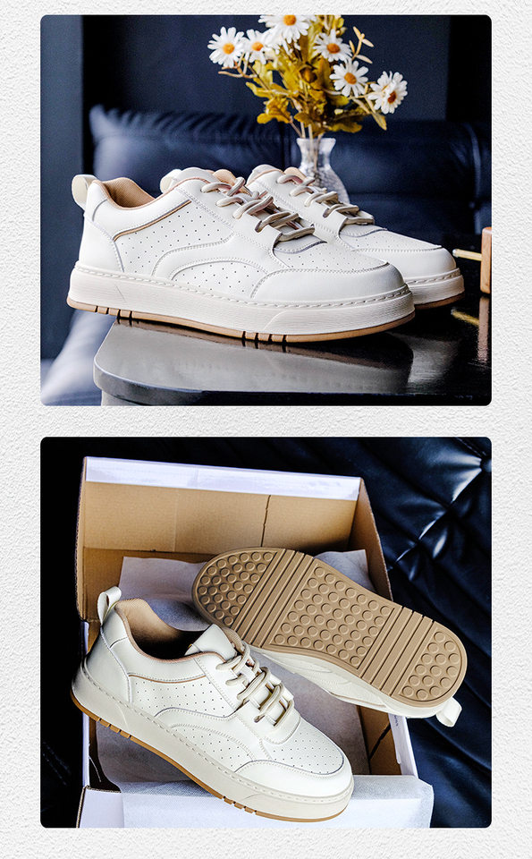 Giày sneaker nam da thật cổ thấp đế bằng dây buộc — GX118 màu mơ chi tiết 9