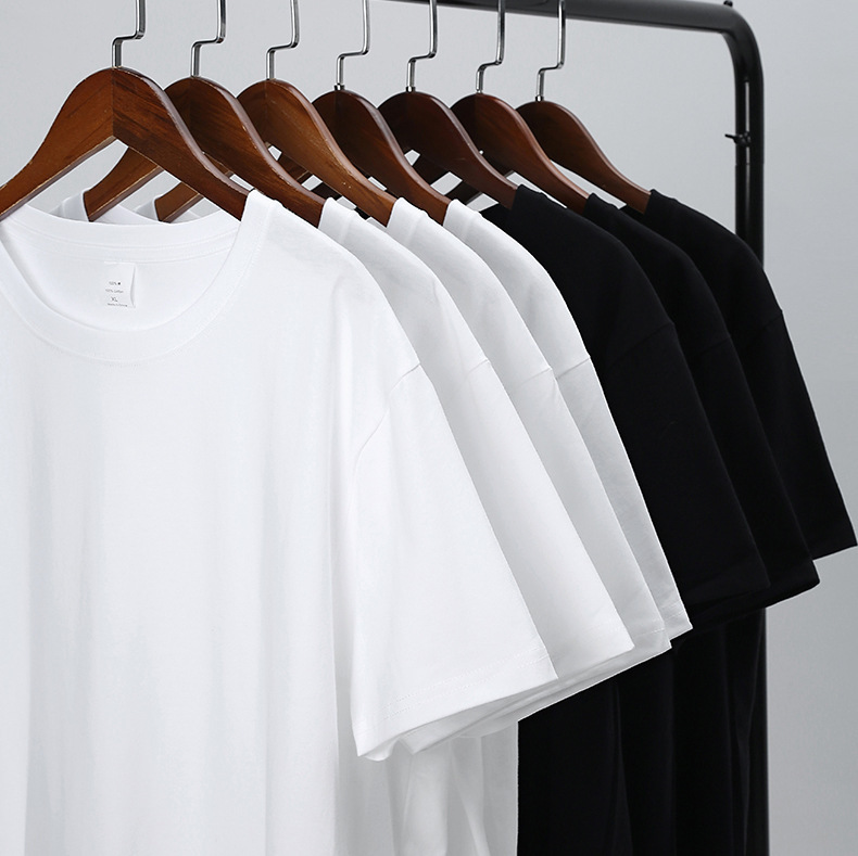 New Heavy 220g Trendy Pure Cotton T-shirt Men's and Women's Solid Color Short Sleeve Combed Cotton Round Neck T-shirt White Thickened New Heavy 220g Trendy Pure Cotton T-shirt Men's and Women's Solid Color Short Sleeve Combed Cotton Round Neck T-shirt White Thickened