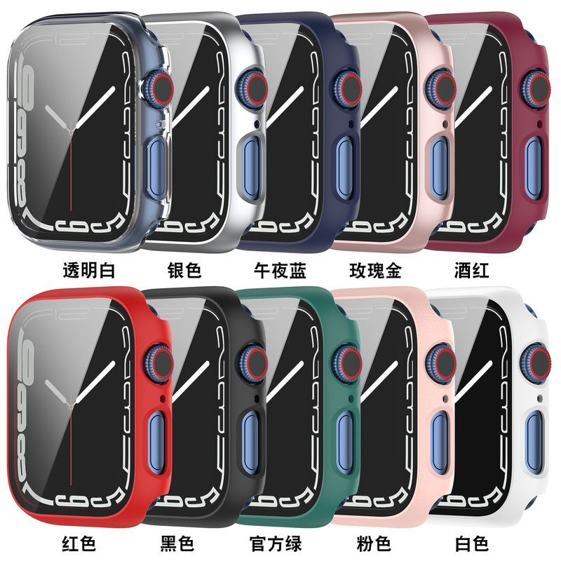 Wanyuan Is Suitable for Apple Watch 9Th Generation Apple Watch Series7 Protective Case Pc + Tempered Case 41mm