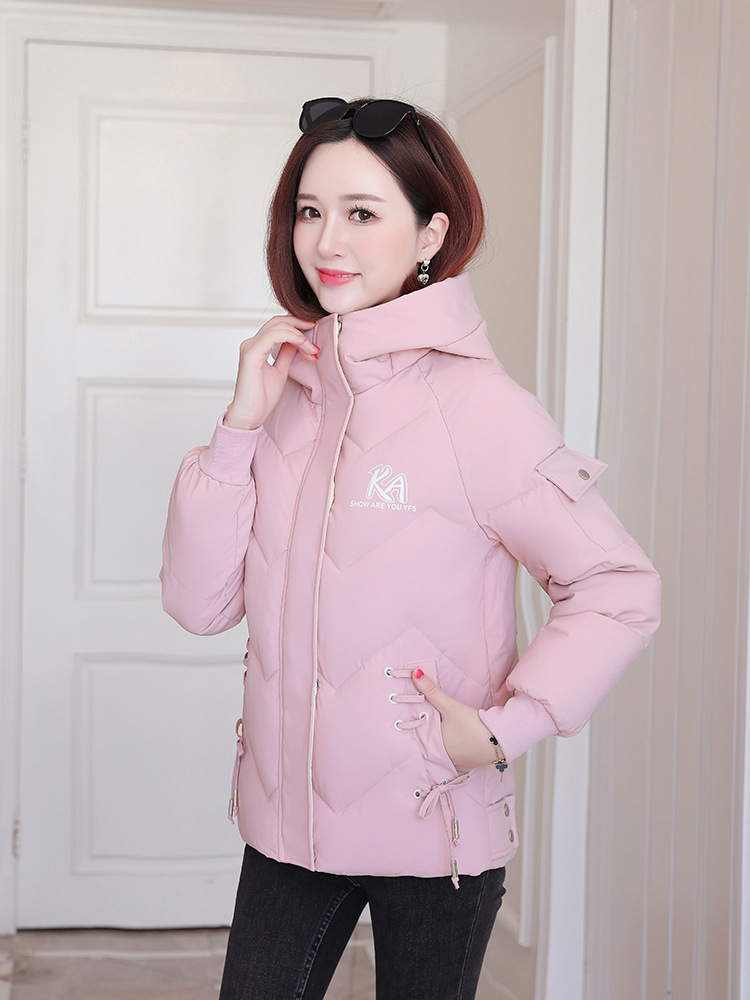 2023 nuevos productos de invierno de estudiantes coreanos con capuzas corto algodón de moda de tamaño grande chaqueta deportiva de pluma image 8