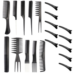 廠家20件套裝美發梳子套裝理髮店造型梳化妝梳塑料梳鱷魚髮夾