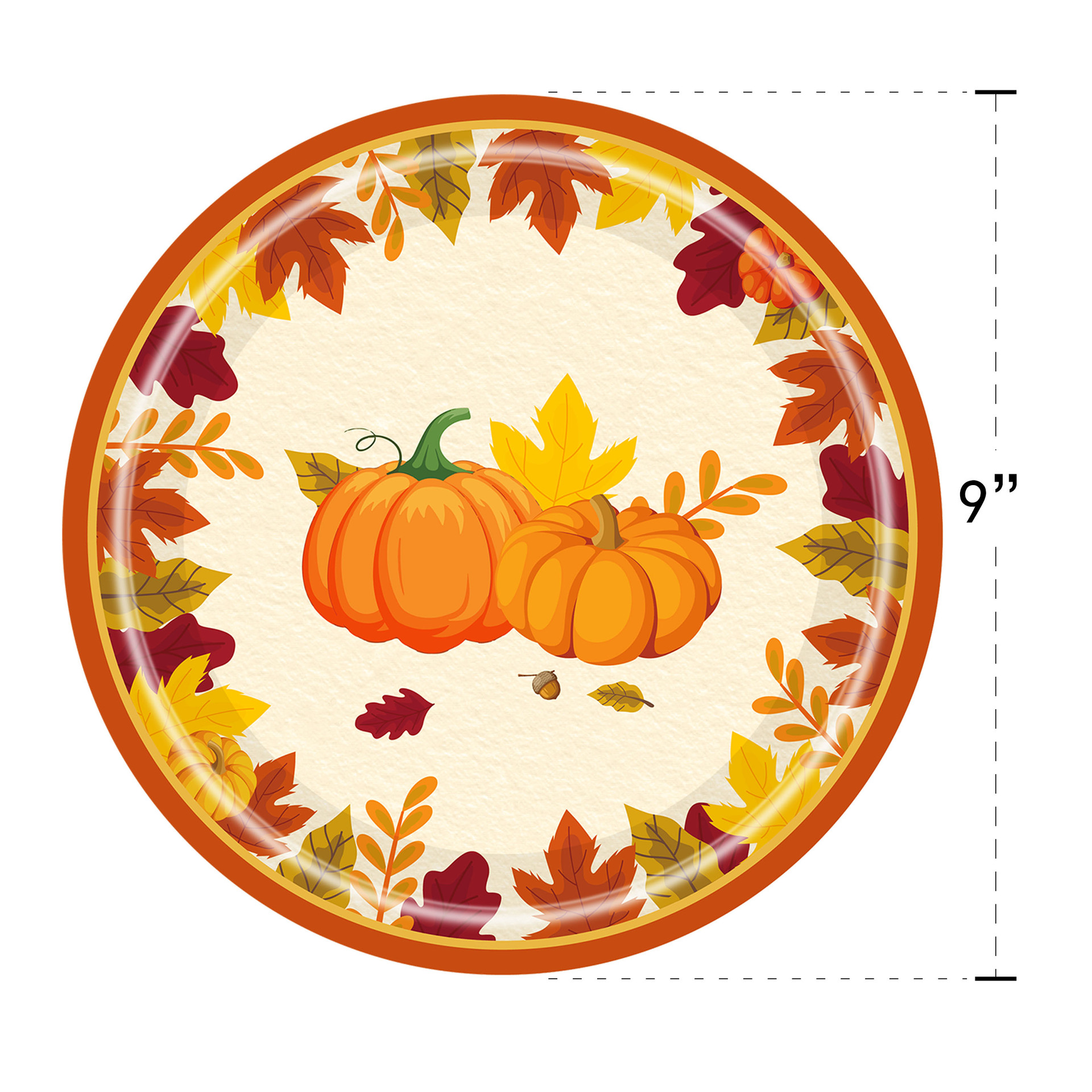 Juego de Platos Desechables de Papel con Temática de Calabaza y Hoja de Arce para Fiestas Familiares, Festival de la Cosecha Transfronterizo