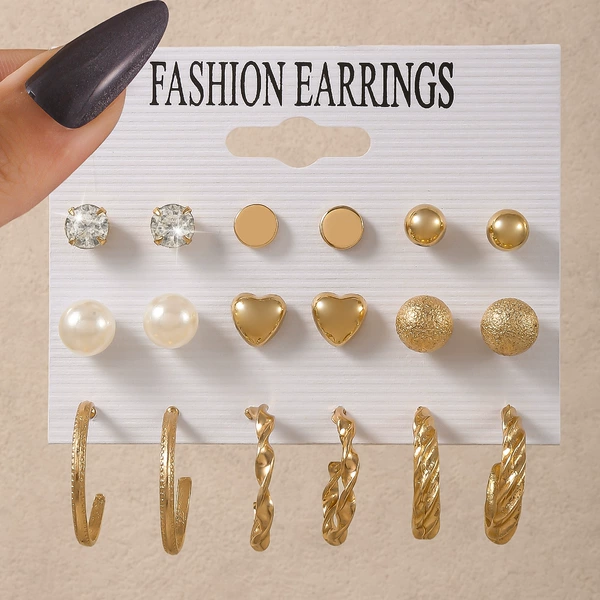 9 pairs—Sand beads—Golden