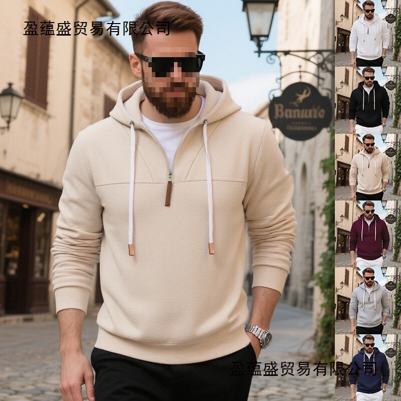 2025 Cross-Border Temu Winter Heavy Velvet Men's and Women's Same Style Couple Loose Hooded Zipper Work Clothing Tank Casual