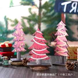 木质圣诞树桌面摆件装饰品农舍餐桌中心摆饰家庭圣诞节氛围摆台