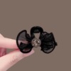Black rhinestone bow tie claw clip - single pack