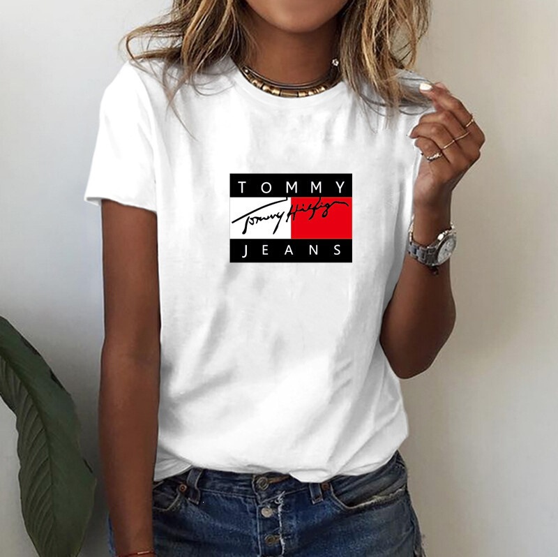 Cross-Border Amazon New Style Loose-Fitting European and American High Street Fashion Casual Printed Women's T-Shirt Trendy Brand Top T-Shirt