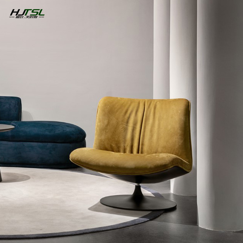 设计师酒店轻奢软包单人沙发椅极简客厅休闲小沙发简约懒人休闲椅|ms