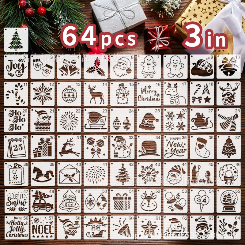 Трансграничные 64pcs рождественские рисунки шаблон имбирный человек печенье лосей трость рождественские граффити рисунок стены diy