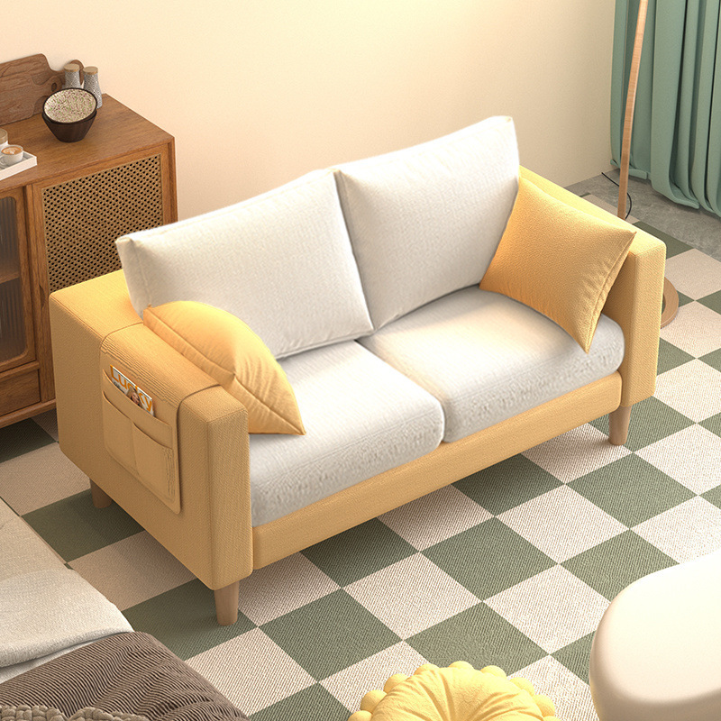 Sofa Small Apartment Nordic Simple Modern Bedroom Rental Room Simple Internet Popular Double Three-Person Living Room Fabric Sofa